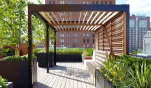 Pergola with a Built-in Seating Area